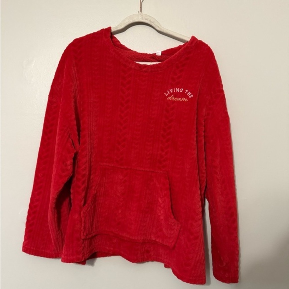 Cozy Red Women's Crew Neck Sweater PJ Lounge Set